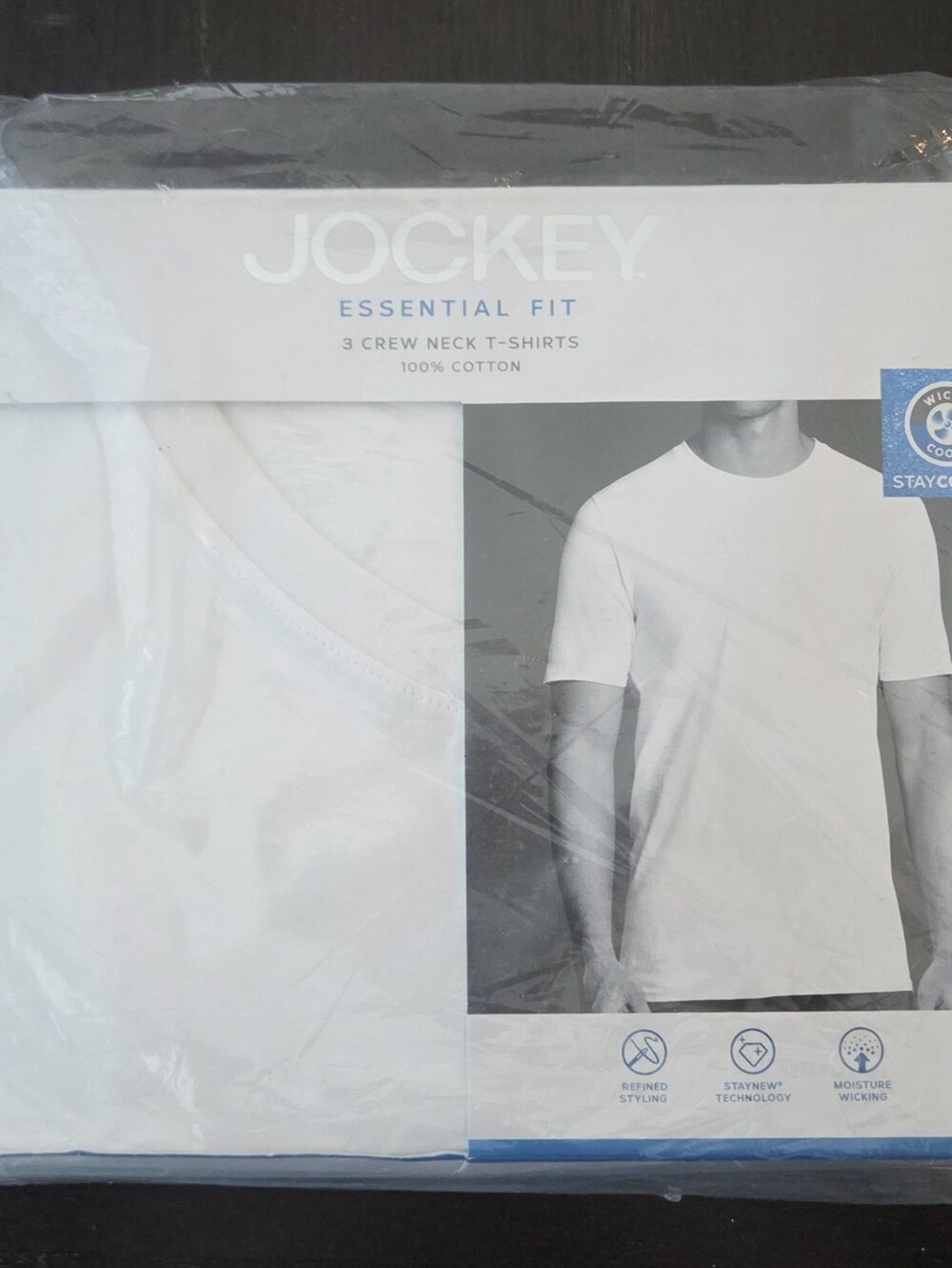 Jockey: Essential Fit White Men’s Short Sleeve Crew Neck Tee Shirts